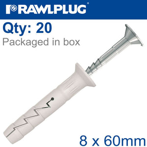 NYL HAMMER-IN FIXING 8X60MM + CSK HEAD X20 -BAG