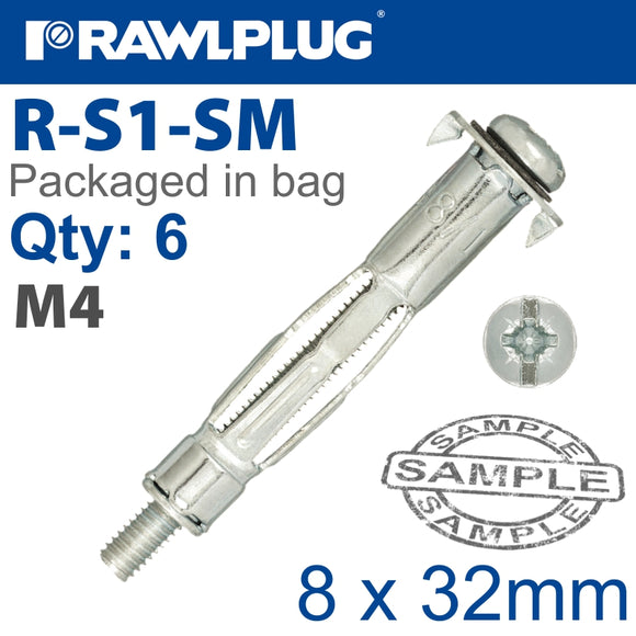 INTERSET CAVITY FIXING M4X32MM X6-BAG