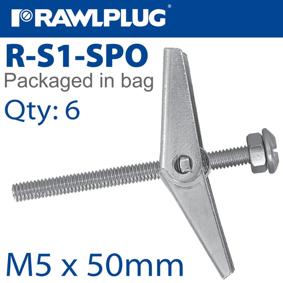 SPRING TOGGLE+SCREW M5X50MM X6-BAG