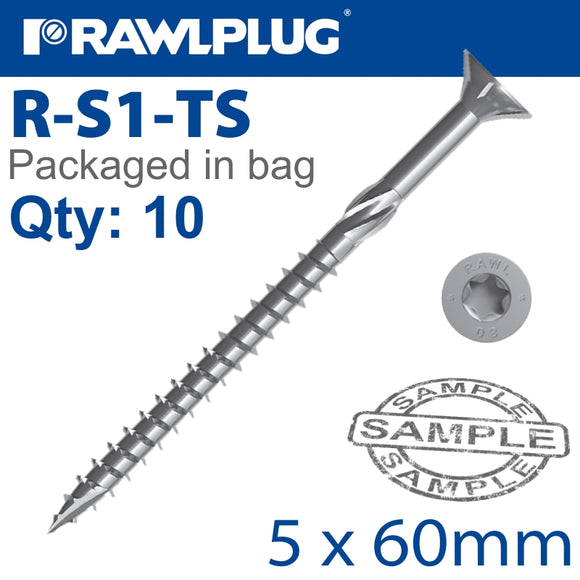 R-TS HARDENED SCREW 5.0X60MM X10 PER BAG