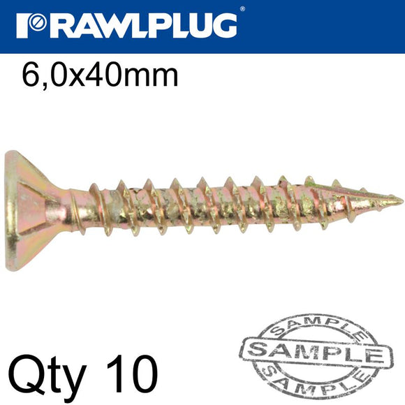 R-TS HARDENED SCREW 6.0X40MM X10 PER BAG