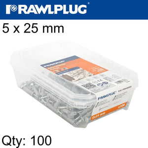HAMMER IN FIXING 5 X 25MM CYLINDRIC 100 PSC PER TUB