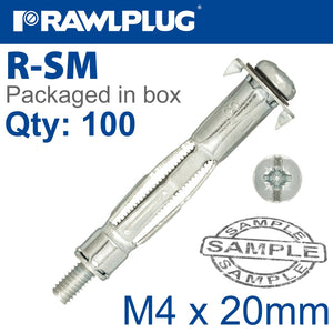 INTERSET FIXING FOR DRYWALL M4X20MM X100-BOX 8MM DRILL