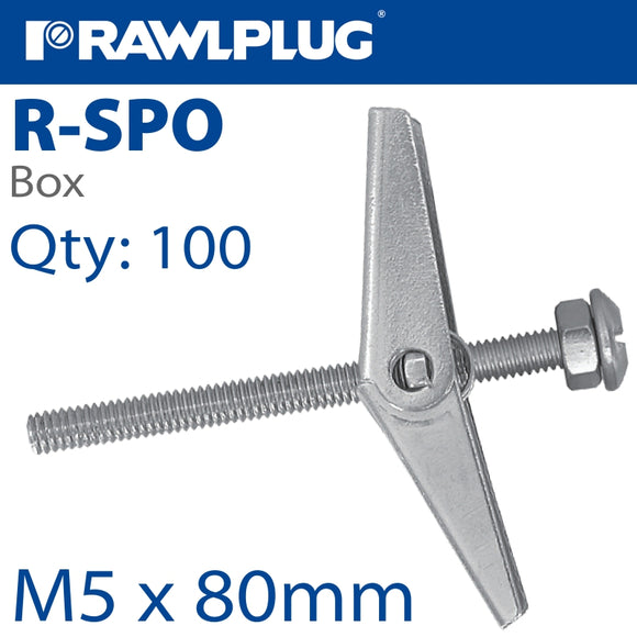 SPRING TOGGLE+SCREWS M5X80 X100-BOX