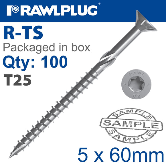 TORX T25 CHIPBOARD SCREW 5.0X60MM X100-BOX