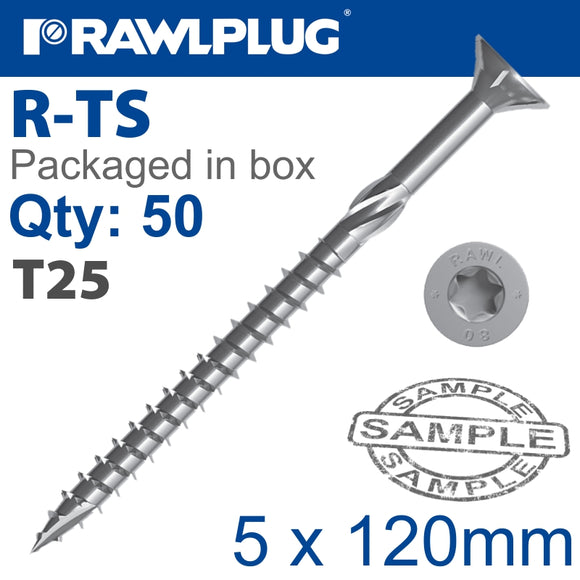 TORX T25 CHIPBOARD SCREW 5.0X120MM X50-BOX