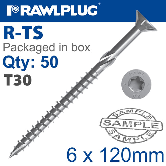 TORX T30 CHIPBOARD SCREW 6.0X120MM X50-BOX