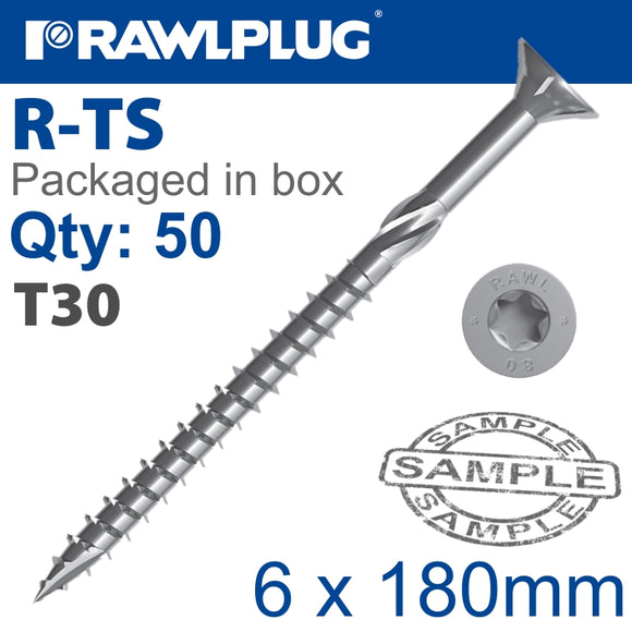 TORX T30 CHIPBOARD SCREW 6.0X180MM X50-BOX