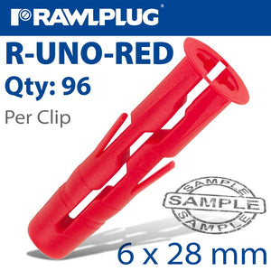 UNIVERSAL PLUG RED 6MM X 28MM X96-CLIP