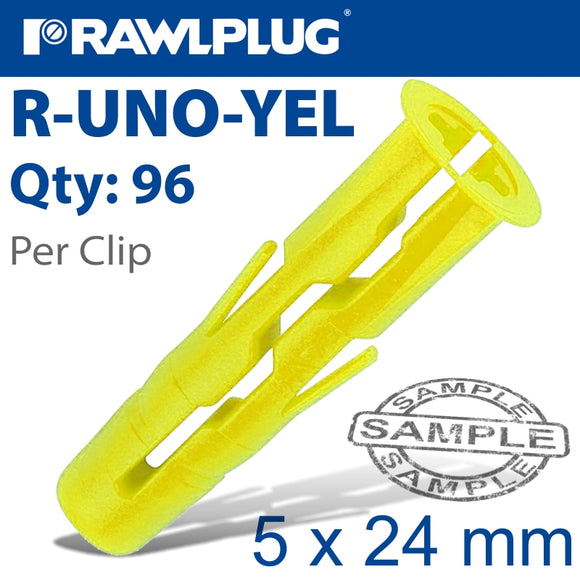 UNIVERSAL PLUG YELLOW 5MM X 24MM X96-CLIP