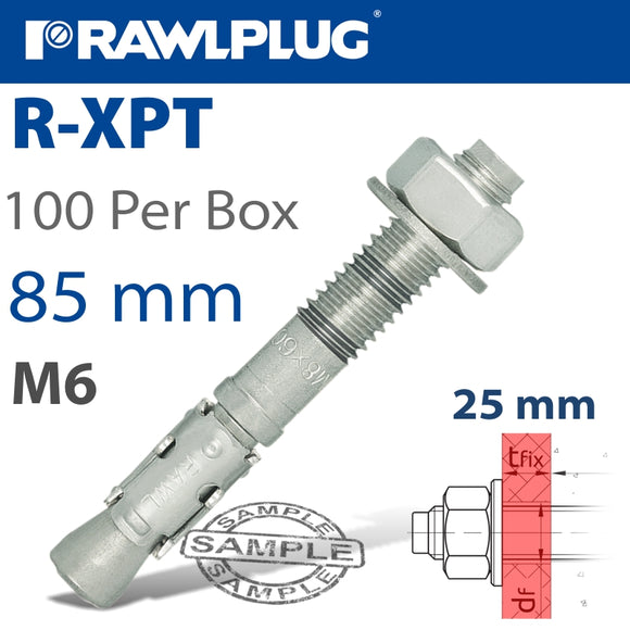 THROUGHBOLT M6X85X25MM X100 -BOX