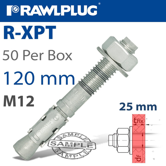 THROUGHBOLT M12X120X25MM X50 -BOX