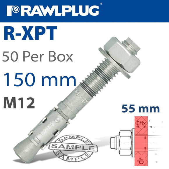 THROUGHBOLT M12X150X55MM X50 -BOX