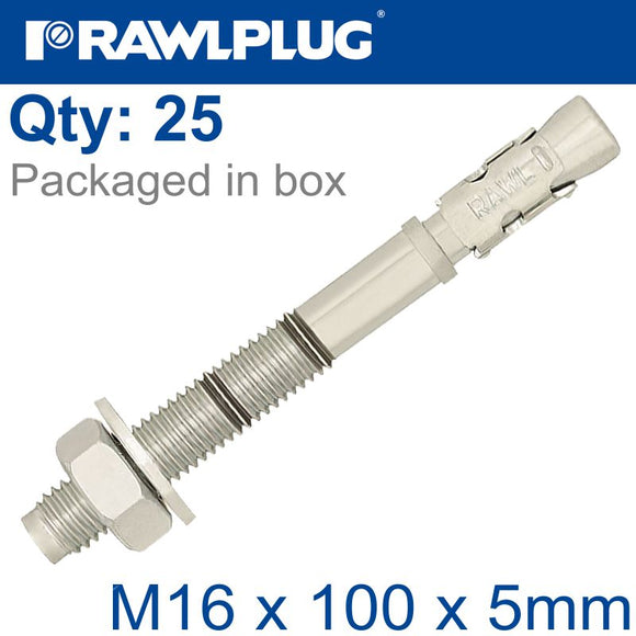 THROUGHBOLT M16X100X5MM X25 -BOX