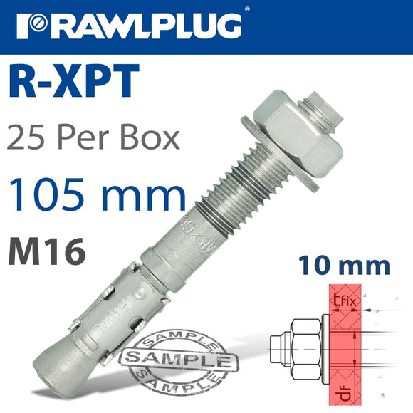 THROUGHBOLT M16X105X10MM X25 -BOX