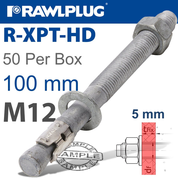 R-XPT HOT DIP GALVANIZED THROUGHBOLTS M12X100MM X50 PER BOX