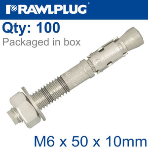 THROUGBOLT SS M6X50X10MM X100 -BOX