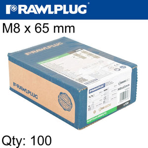 THROUGHBOLT M8x65MM A4 STAINLESS STEEL X100-BOX