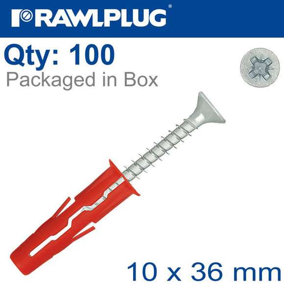 UNIVERSAL PLUG 10X36MM + SCREW 60MM 100 -BOX