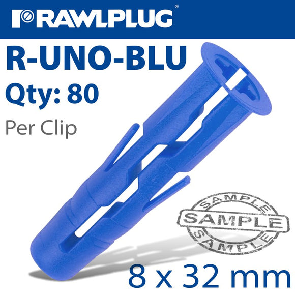 UNO UNIVERSAL PLUG BLUE 8MM 80 PER CLIP