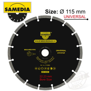 DIAMOND BLADE 115MM X 22.23 SEGMENTED IND MULTI PURPOSE SOLID MSS