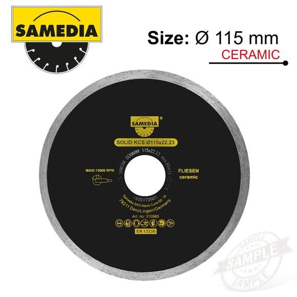 DIAMOND BLADE 115MM X 22.23 CONTINIOUS IND PORCELAIN & CERAMICS SOLID