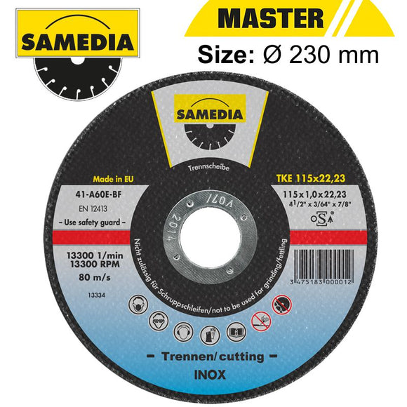 ABR CUTTING DISC 230 X 1.9 X 22.3MM OSA S/STEEL & METAL SAMEDIA