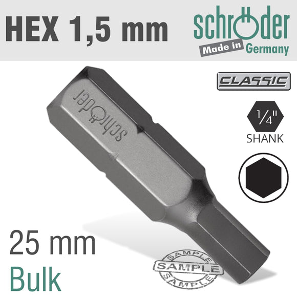 HEX/ALLEN 1.5MM 25MM INS.BIT