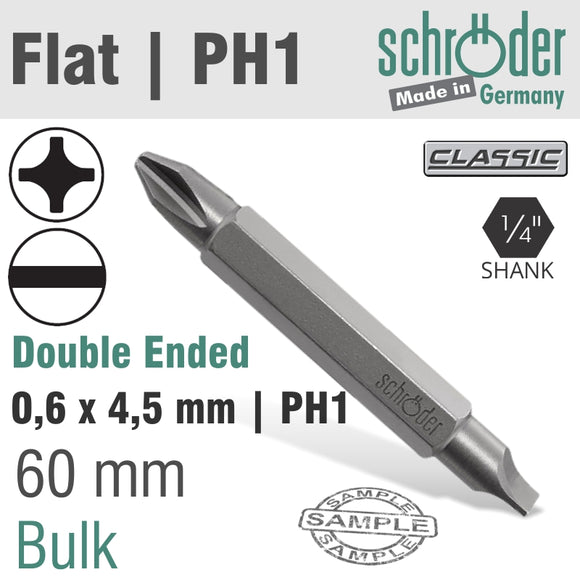 SCREWDRIVER BIT D/END 0.6X4.5 / PH1 60MM