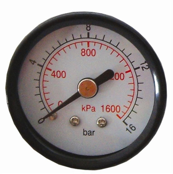 PRESS. GAUGE 40MM 1/8' REAR FIT 0-16BAR 0-1600KPA