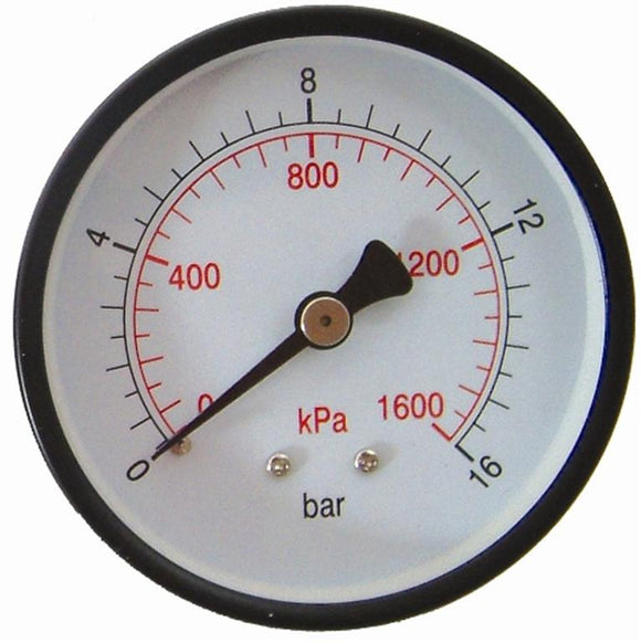 PRESS. GAUGE 63MM REAR FIT 1/4'0-16BAR 0-1600KPA