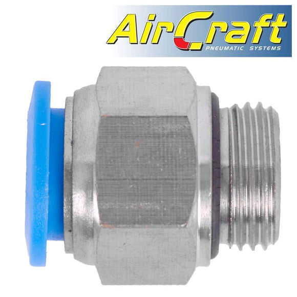 PU FITTING STR. STUD W/O-RING 12MM-3/8' M
