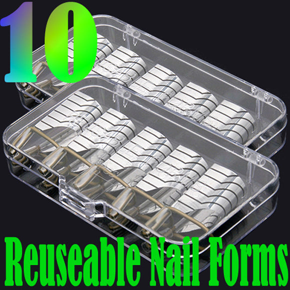 10pcs Silver Nail Art UV Gel Acrylic Extension Guide Forms