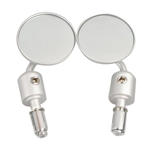 7/8 Inch Motorcycle Bar End Round Mirrors Silver For Suzuki Honda Yamaha