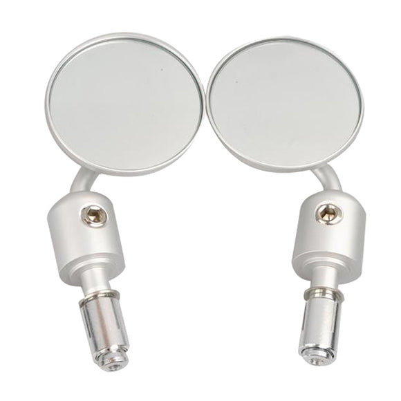 7/8 Inch Motorcycle Bar End Round Mirrors Silver For Suzuki Honda Yamaha