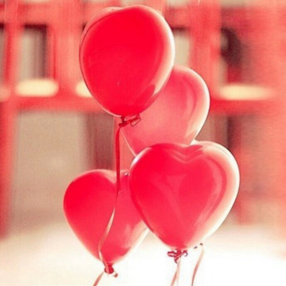 100PCS 12inch Red Heart Latex Balloons Party Decoration