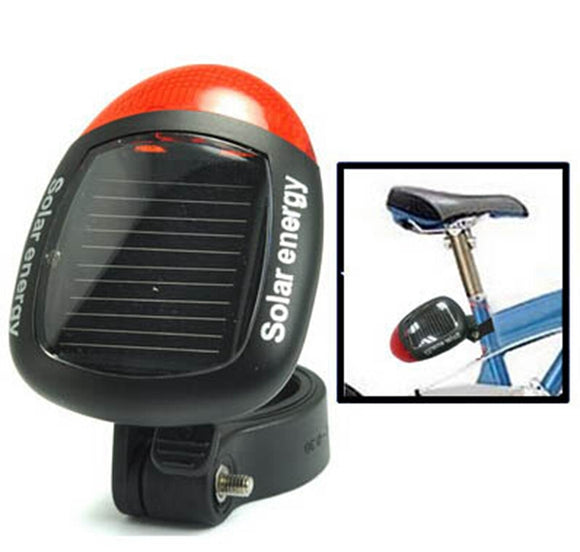 Solar Power Bike Bicycle Rear Tail Red 2 LED 4 Mode Light Lamp