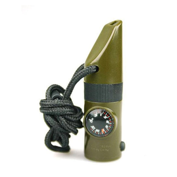 Outdoor Survival 7 in 1 multi-function Compass Whistle
