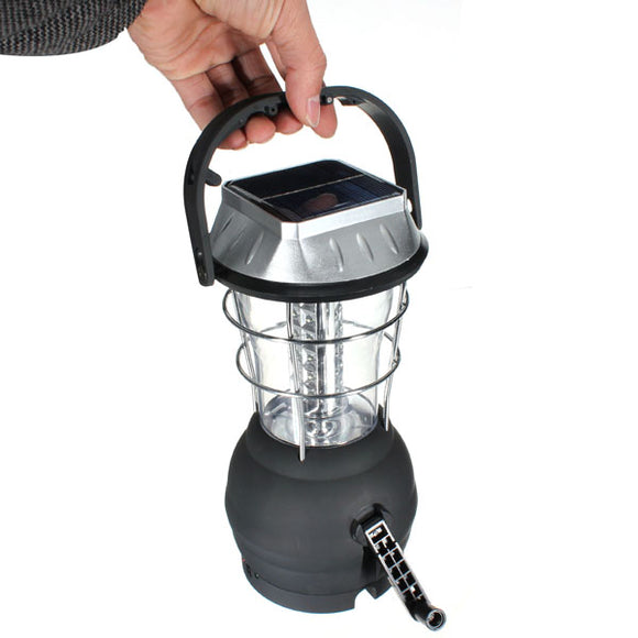 Outdoor 36 LEDS Solar Light Lantern Rechargeable Tent Lamp Hand Crank Dynamo For Camping Hiking