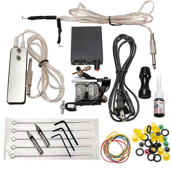 Complete Tattoo Machines Power Supply Gun Color Inks Kit Set