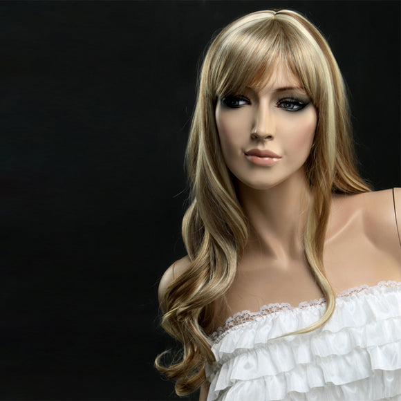 Full Bangs Long Curly Straight Japanese Kanekalon Synthetic Hair Wigs