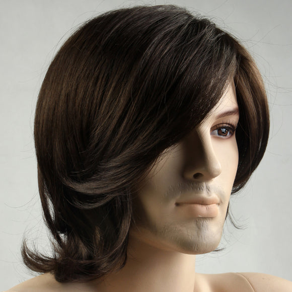 NAWOMI Men Short 100% Kanekalon Synthetic Wig Natural Curly Pop Art Soft Capless