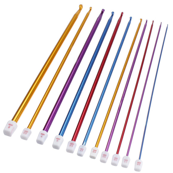 11pcs Aluminum Crochet Lead Hooks Colorful Knitting Needle Craft Kit