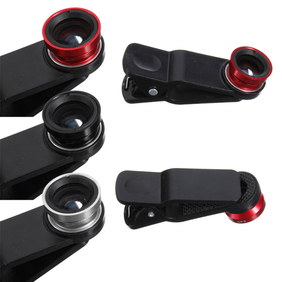 3 In 1 Fisheye Lens Wide Angle Macro Lens For iPhone Cell Phone
