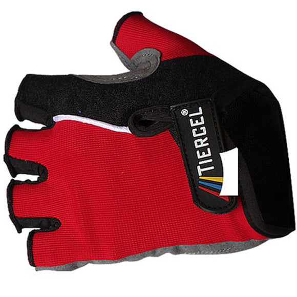 Bicycle Half Finger Gloves Mountain Bike Cycling Gloves Red
