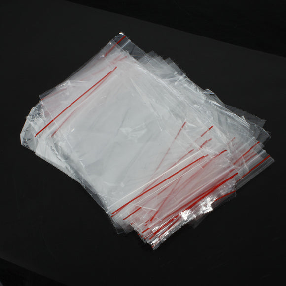 100 Pcs Jewelry Zipped Lock Resealable Plastic Transparent Bags