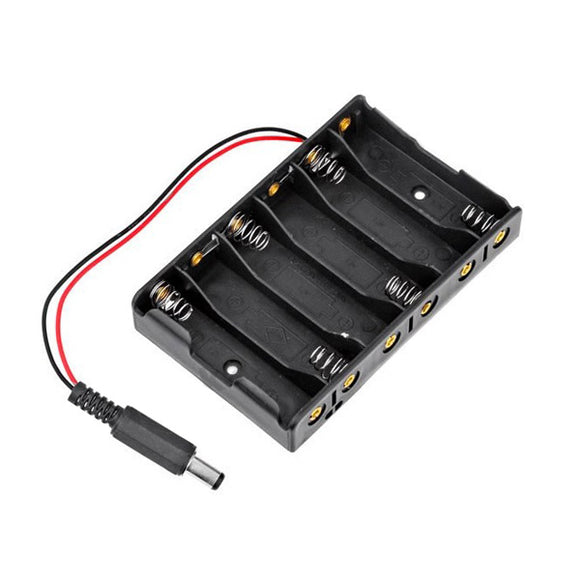 6 x AA Battery Case Storage Holder With DC2.1 Power Jack For Arduino