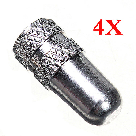 4X Presta Bicycle MTB Race Presta High Pressure Valve Caps Silver