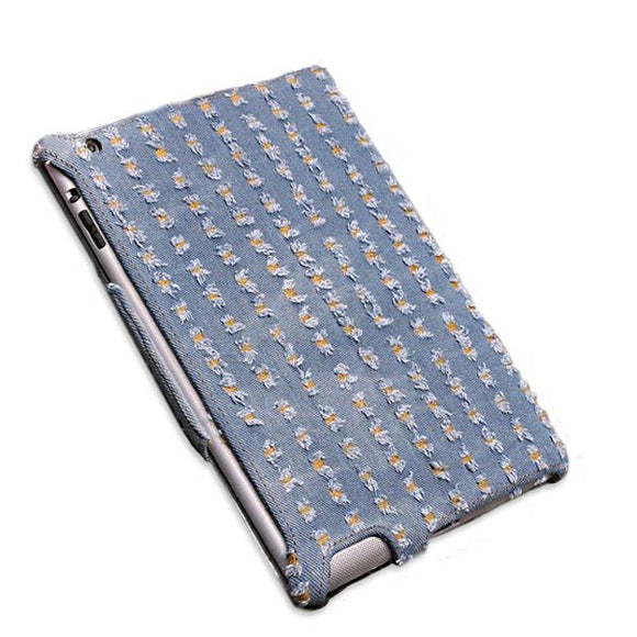 Denim Fabric Microfiber Embossing Heat Styling Skin Case For iPad 2 3