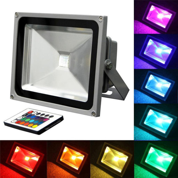 20W RGB Color Changing Outdooors Remote Control LED Flood Light 85-265V